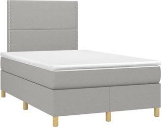 vidaXL Vidaxl - Cama Box Spring Con Colch&oacute;n Y Led Tela Gris Claro 120x190 Cm