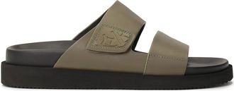 Kazar Khaki teenslippers met twee bandjes - Heren - Sandalen - Groen - 39 EU - Leer - Schoenen