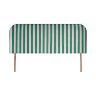 Really Nice Things Cabecero tapizado terciopelo a rayas verdes y rosas 190x97cm