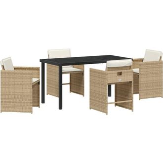 vidaXL Conjunto De Comedor De Jard&iacute;n Con Coj&iacute;n 5 Pcs Beige Polirat&aacute;n Vidaxl