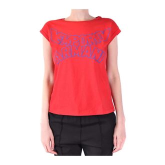 Emporio Armani Graphic Logo Tshirt - Dames - T-shirts - Rood - XS - Katoen - Tops