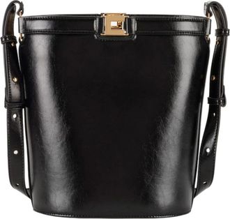 Elisabetta Franchi Bucket Bags, female, Black, Size: ONE SIZE Naplak-effect Bucket Bag