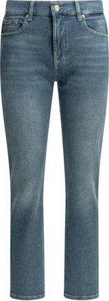 7 For All Mankind High Waisted Straight Leg Jeans - Dames - Slim Fit Jeans - Blauw - W25 - Katoen - Jeans