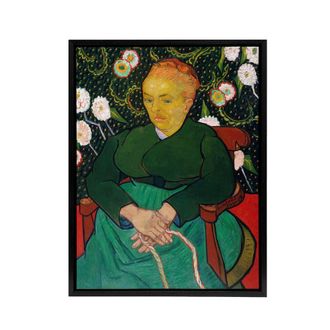 Artery8 Augustine Roulin Rocking a Cradle Van Gogh Black Framed Canvas Art in Green | Size: W24 x H32