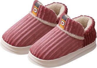 Generic Womens Corduroy Sherpa Slippers - Warm Plush House Shoes for Women, Soft Fleece Lined Indoor Footwear, Non Slip Memory Foam Design, Highlighting Thick