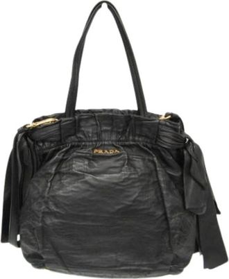 Prada Pre-owned Handbags, female, Black, Size: ONE SIZE Pre-owned Side Bow Bn1760 Handbag