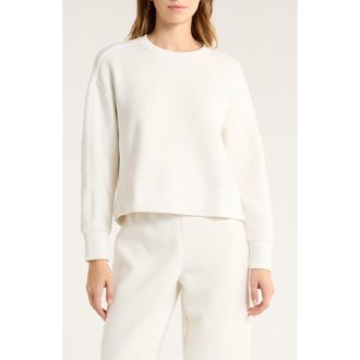 Spanx AirEssentials Luxe Crop Crewneck Sweatshirt in Linen at Nordstrom Rack, Size X-Small