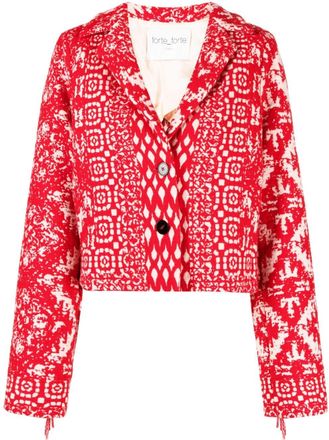 Forte_Forte Clio jacquard fringed jacket - women - Polyamide/Wool - I - Red