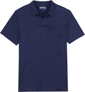 Vilebrequin Heren Linnen Jersey Polo Shirt - Heren - Polos - Blauw - M - Linnen - Tops