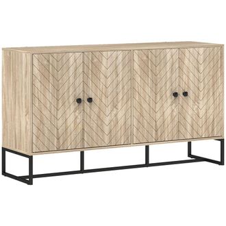 HOMCOM Aparador de sal&oacute;n 140.5x40x81.5 cm roble