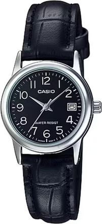 Casio Womens Black Leather Watch with Black Dial - LTP-V002L-1BUDF