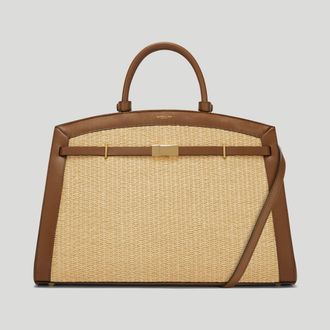 DeMellier The Hudson in Warm Raffia Tan Smooth Leather Tote & Work bag