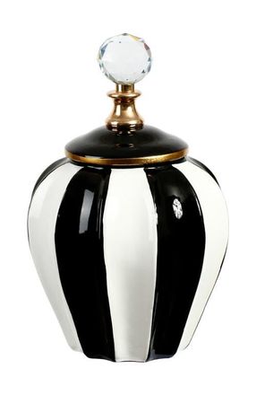 Mark Roberts Classic Stripe Vase with Lid, Small in Black at Nordstrom
