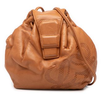 Loewe Womens Pre-owned Mini Anagram Leather Crossbody - Tan - One Size