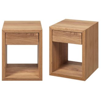 Woodek 2x mesita de noche flotante con caj&oacute;n en roble aceitado peque&ntilde;o