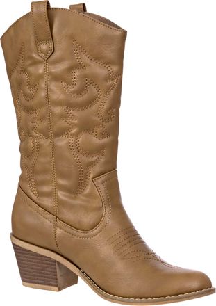 Charles Albert Womens Embroidered Modern Western Cowboy Boot, Tan, 8 UK