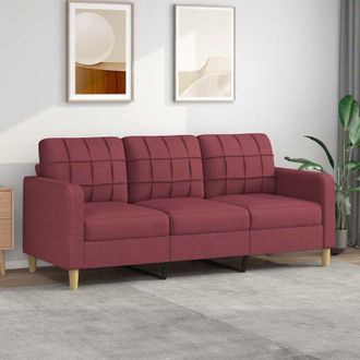vidaXL Divano a 3 Posti Rosso Vino 180 cm in Tessuto - Vidaxl