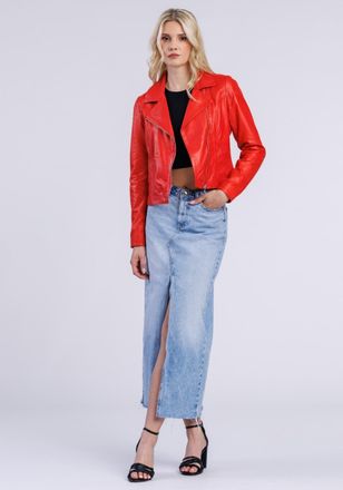 Freaky Nation Lederjacke FREAKY NATION Lederjacke-FN, Damen, Gr. M (38), rot, Oberstoff: 100% Leder; Futter: 100% Baumwolle, normal, Jacken Lederjacke