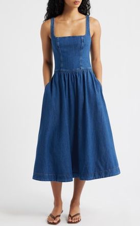 Reformation Janu Denim Midi Dress in Morant at Nordstrom, Size 12