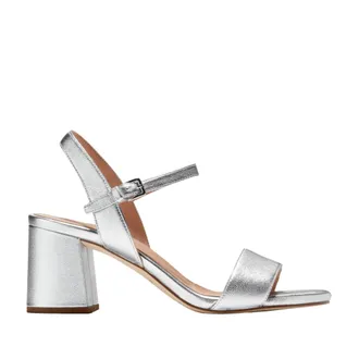 Cole Haan Josie Block Heel Sandal (65 mm) Silver Leather W30332 Womens