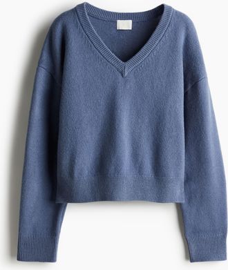 H&M Pullover mit V-Ausschnitt - Blue