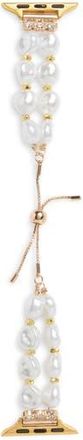 Nordstrom Rack Faux Pearl Apple Watch Watchband in White- Gold at Nordstrom Rack
