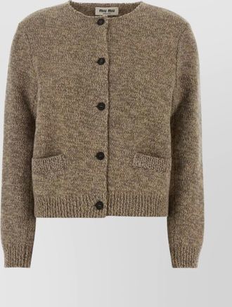 Miu Miu wool cardigan with crew neck and pockets