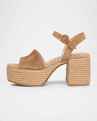 Gianvito Rossi Suede Mary Jane Ballerina Espadrilles