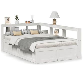 Berkfield Home Bookcase Bed without Mattress White 140x190cm Solid Wood Pine | Size: 140x190 cm