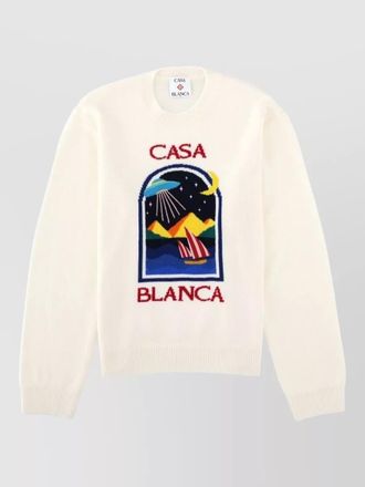 Casablanca crew neck graphic knit long sleeve sweater