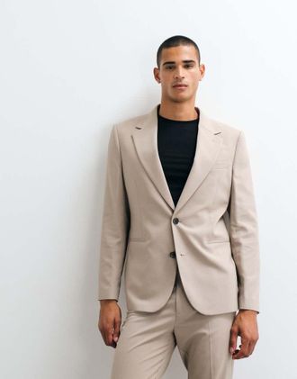 Asos blazer slim da abito color pietra-Neutro