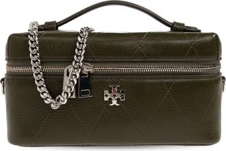 Tory Burch Tassen, Dames, Groen, ONE Size, Leer, Charlie Quilted Vanity Case