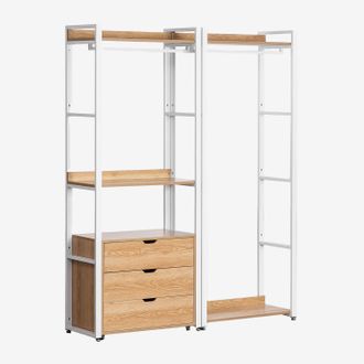 Sklum Armario Modular Abierto De 2 Piezas Con Perchero Y Cajones En Acero Y Madera Ariaster Sklum
