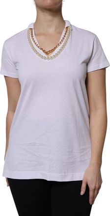 Dolce & Gabbana Womens White Necklace Cotton Short Sleeve T-Shirt