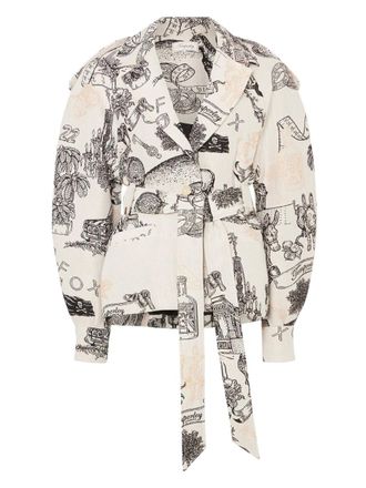 Temperley London belted jacket - women - Viscose/Cotton/Polyester - 12 - White