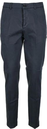 Truenyc Blue Lyocell Cotton Stretch Pants With Tapered Leg And Functional Pockets