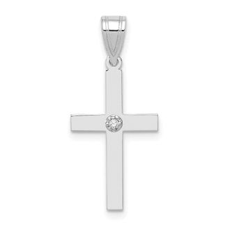 Diamond2Deal 14k White Gold.01 carat Diamond Cross Pendant