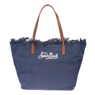 MC2 Saint Barth Tote Bags, female, Blue, Size: ONE SIZE Frayed Tote Bag