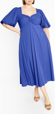 City Chic Hermione Puff Sleeve Empire Waist Maxi Dress in Sky Blue at Nordstrom, Size Xs