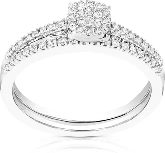 Vir Jewels 1/4 cttw Lab Grown Diamond Wedding Bridal Set in Sterling Silver For Women