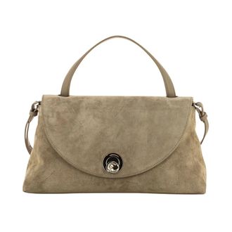 Coccinelle Handbags, female, Beige, ONE SIZE, Suede Large Shoulder Bag