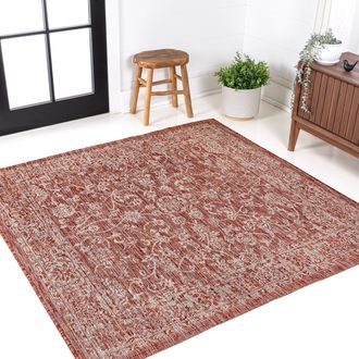Jonathan Y Designs Tela Bohemian Textured Weave Floral Indoor/Outdoor Square Area Rug