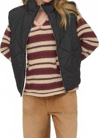 Blu Pepper Womens Quilted Zip Up Fleece Lined Puffer Vest In Black