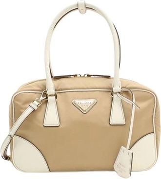 Prada Pre-owned Nylon Handbag - Dames - Vintage Handtas - Beige - ONE Size - Nylon - Vintage