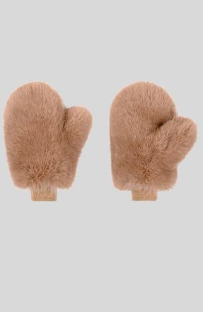 Cynthia Rowley Faux Fur Oversized Mittens in Camel at Nordstrom