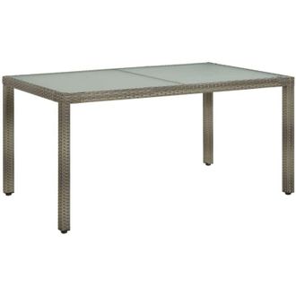 vidaXL Tavolo Giardino 150x90x75cm Vetro Temperato e Polyrattan Grigio - Vidaxl