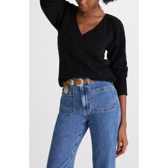 Madewell V-Neck Merino Wool Sweater in Black at Nordstrom, Size Xx-Small
