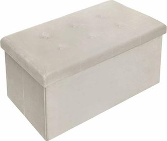 Woltu Otomano Y Reposapi&eacute; Con Tapa Taburete Puff De Terciopelo Taburete Plegable De Almacenamiento 76x37.5x38 Cm Negro A - Woltu