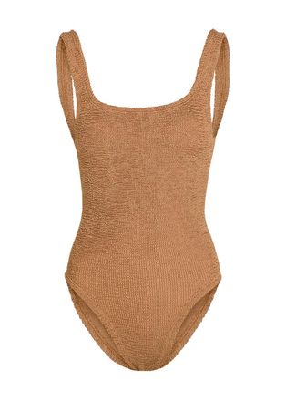 Hunza G Coverage Square-neck Crinkle Swimsuit - Brown - One Size