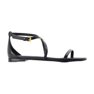 Alexander McQueen Womens Leather Harness Sandals Black Calfskin